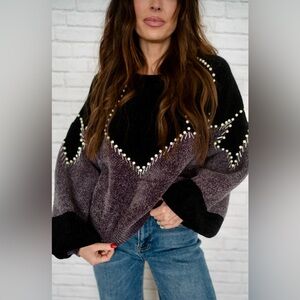 POL brand boutique pearly embellished chenille cozy sweater XL
